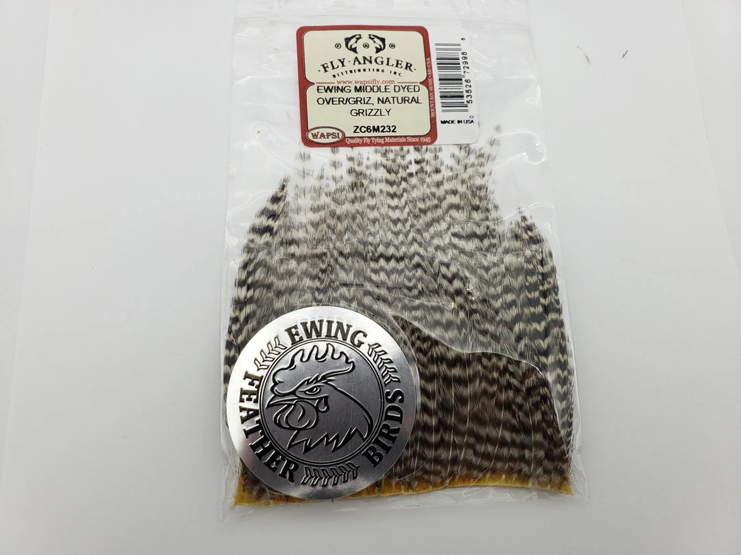 Wapsi Ewing Dyed Over Grizzly Neck Hackle 2 Wapsi Ewing Dyed Over Grizzly Neck Hackle