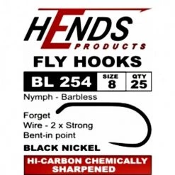 Hends Products Hends Dry Fly Hooks Barbless BL 254 Black Nickel